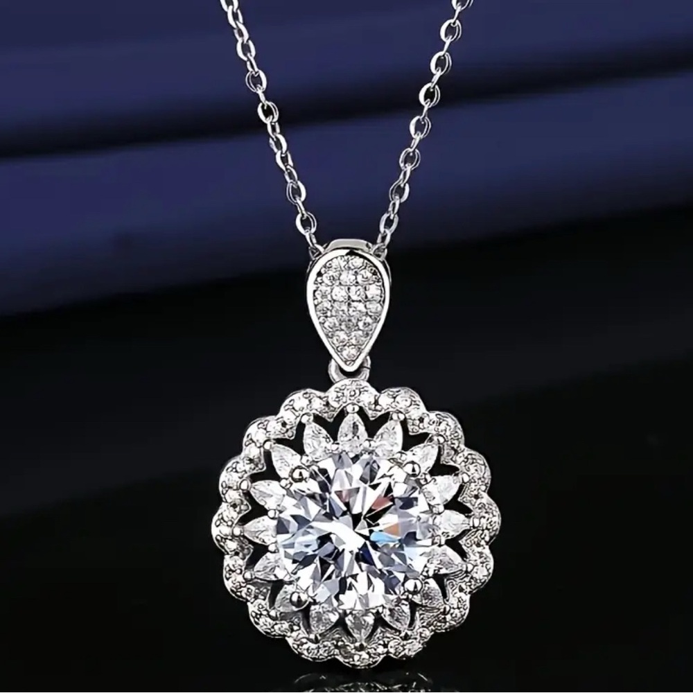 5 Carat Moissanite Sunflower Pendant Necklace